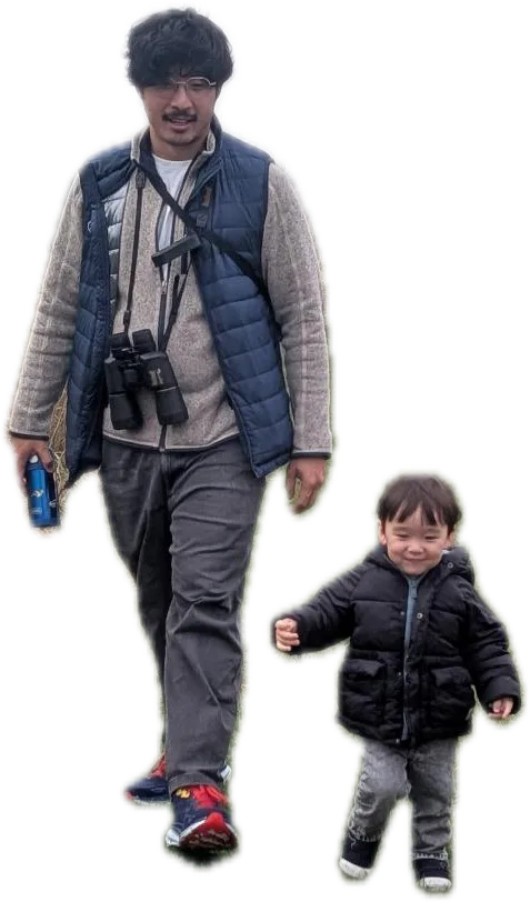 Amadeus at 22 months walking alongside baba